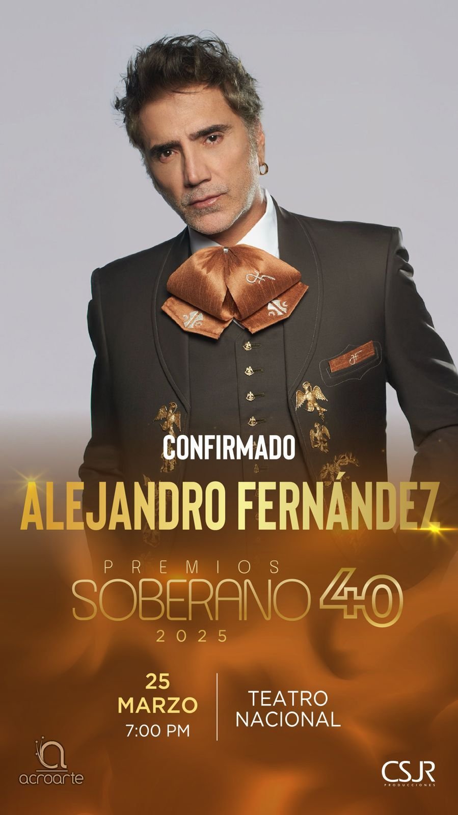 Alejando Fernadez confirmado en premios soberano 2025