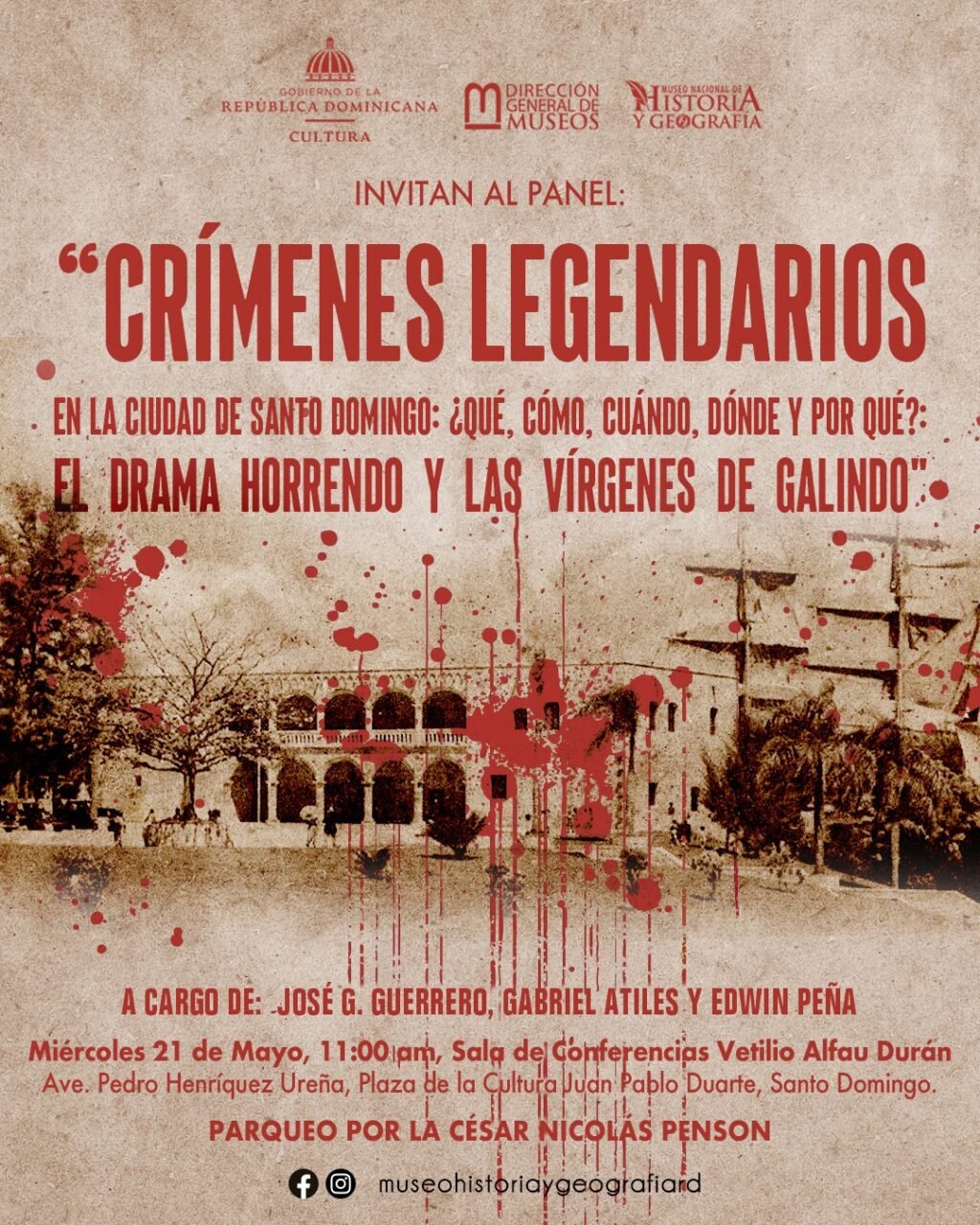 Invitación Panel Crímenes Legendarios MNHG 2025
