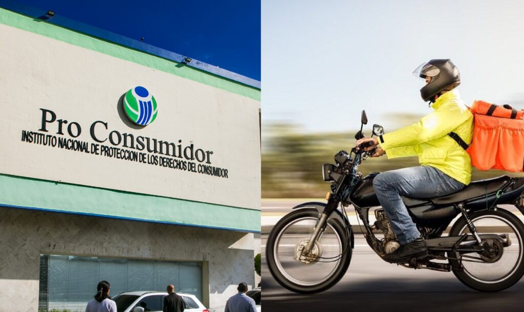 Fachada de Pro Consumidor y un agente de delivery