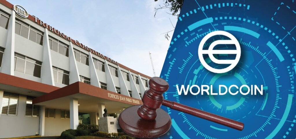 Foto fachada Tribunal Constitucional e imagén WORLDCOIN