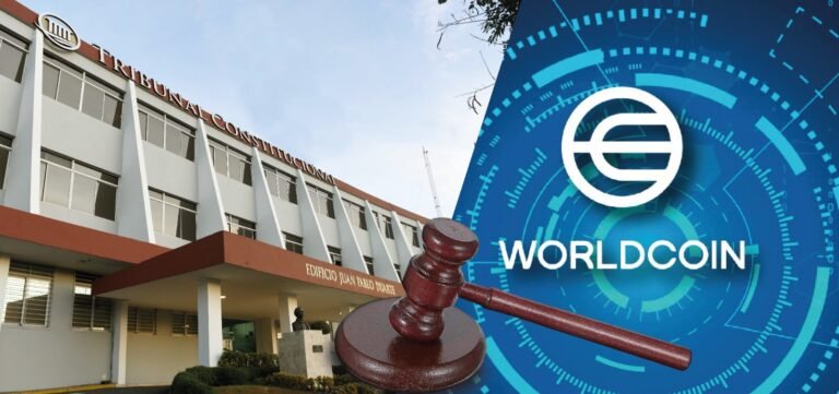 Foto fachada Tribunal Constitucional e imagén WORLDCOIN