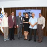 Kin Sánchez, Aquiles Julián, José Guerrero, Mónica Gutiérrez, Fernando Pérez Memén y Manuel Otilio Pérez en la presentación del  libro Conferencias del MNHG