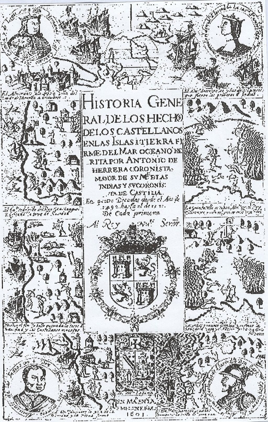 Portada libro de Herrera y grabados de autor desconocido